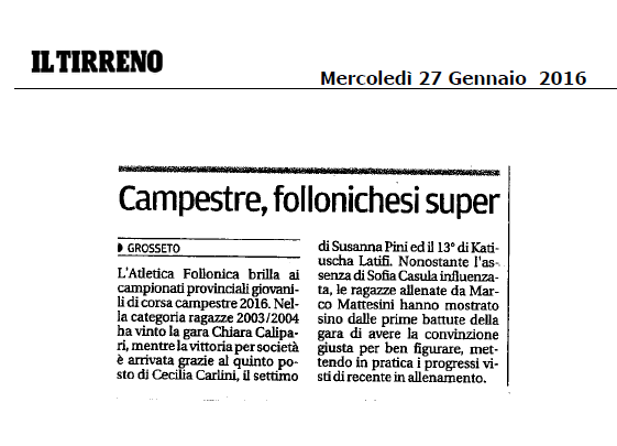 IL TIRRENO 27.01.2016 Campestre follonichesi super