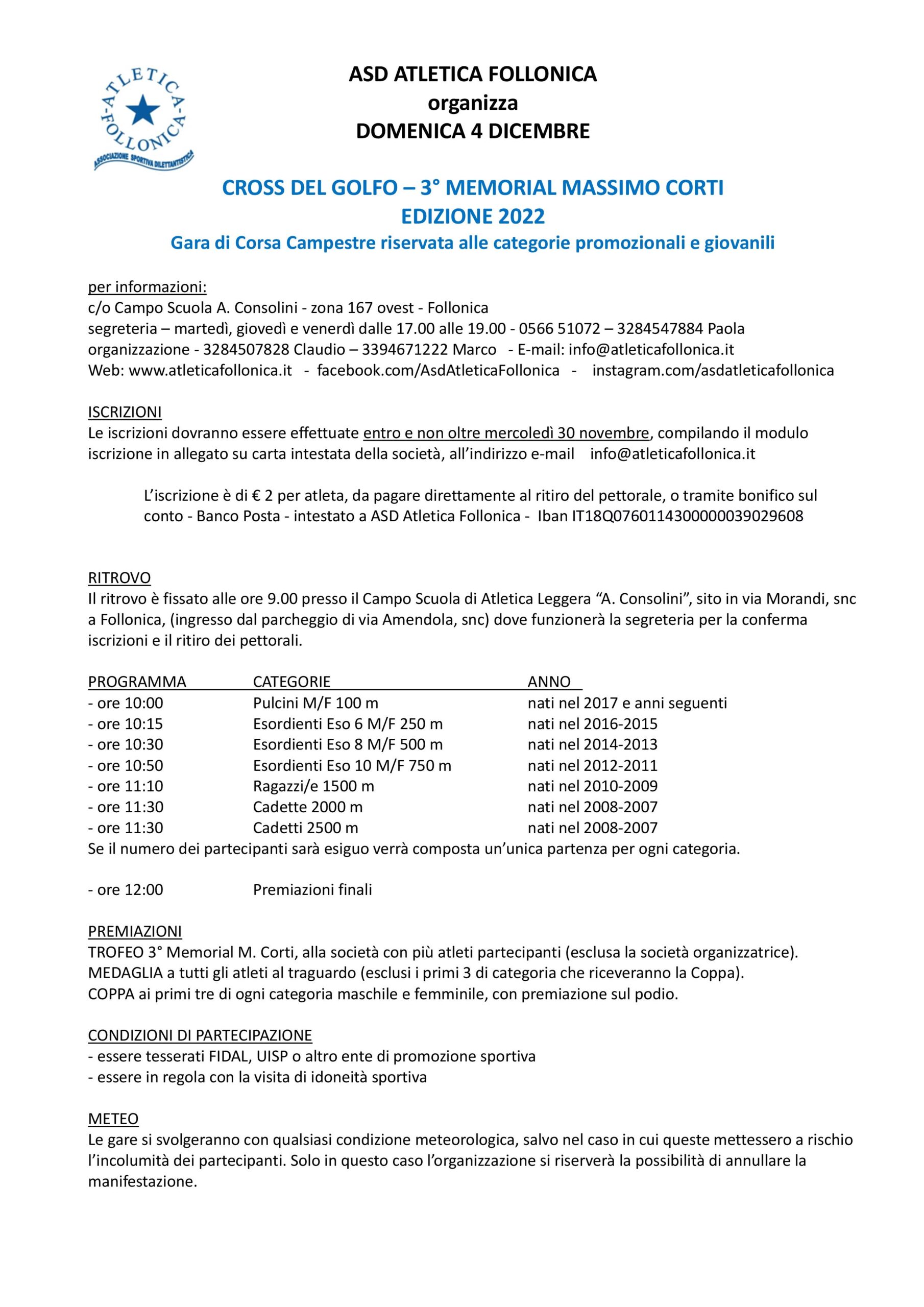 CROSS DEL GOLFO 2022 PROGRAMMA